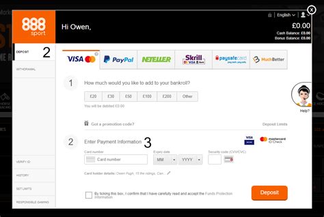 How to deposit and withdraw at 888Sport using PayPal .